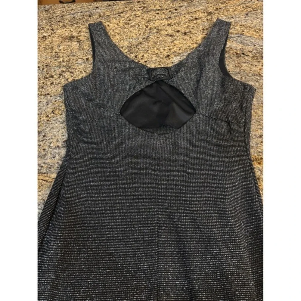 Niki by Niki Livas Vtg Black‎ Metallic Shimmer Cutout Back Maxi Dress Fits XS/S